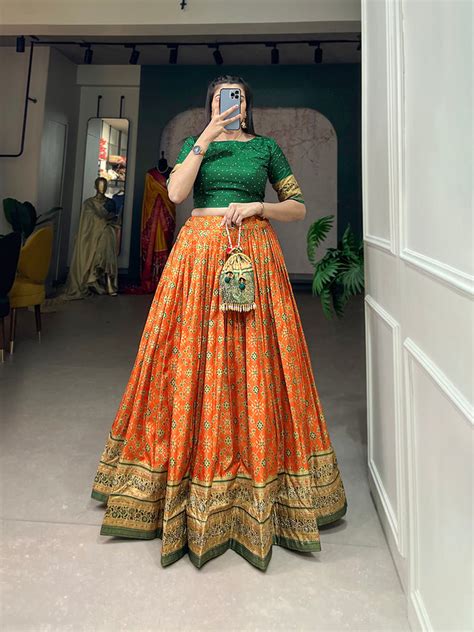 Orange Color Foil Print And Embellish Stone Work Dola Silk Co-ord Set ...