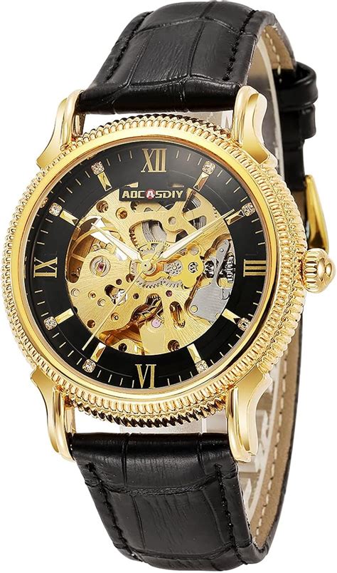 AOCASDIY Mens Automatic Watches Leather Strap India | Ubuy