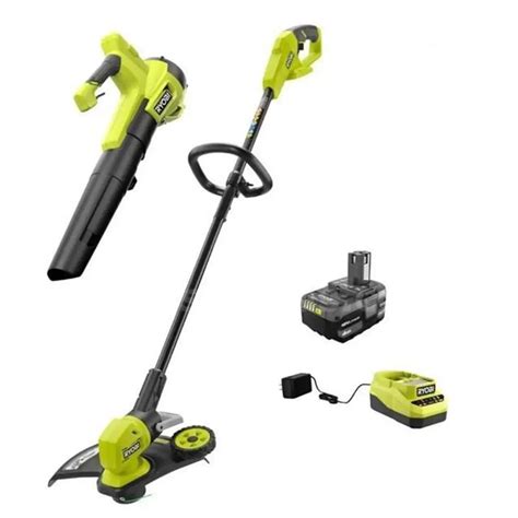 ONE 18V Cordless Battery String Trimmer/Edger and Jet Fan Blower Combo ...