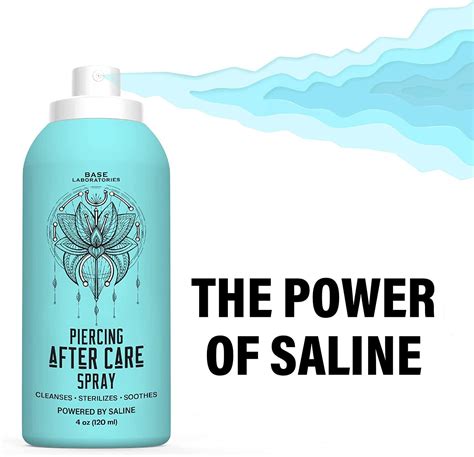 Base Labs Piercing Aftercare Spray | 4oz | Cleanses, Sterilizes & Soothes | Saline Solution for ...