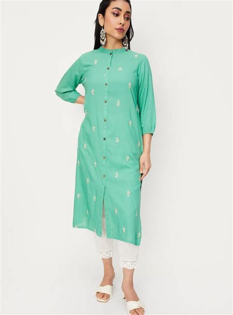 Buy Women Embellished Band Collar Straight Kurta Online at just Rs. 899 ...