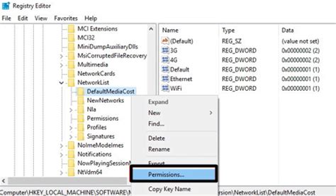Image result for Metered Connection Registry
