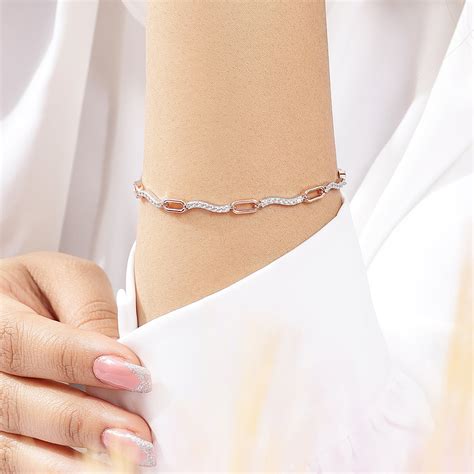 Multi Toned CZ Studded Silver Bracelet