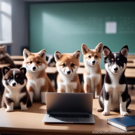 Classroom of Adorable Animal Students | Stable Diffusion Online
