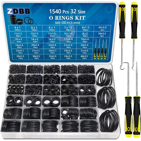 TWCC 32 Size 1440 Pcs O Rings Assortment Kits Metric Nitrile NBR Rubber ...