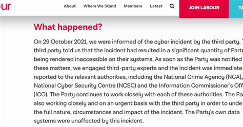 UK Labour Party reports ransomware data breach — Teletype