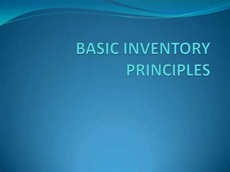 Image result for Basic Inventory Principles