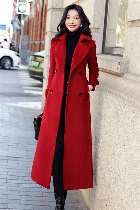 Handmade Wool Trench Coat: Red Long Overcoat, Business & Casual in 2025 ...