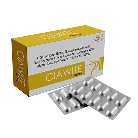 CIAWITE TAB - (l-glutathione 50 mg + biotin 30 mcg+ folic acid 1 mg ...
