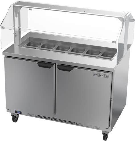 SPE48HC-12-SNZ | 48" Sandwich Prep Table Two Door with Sneeze Guard ...