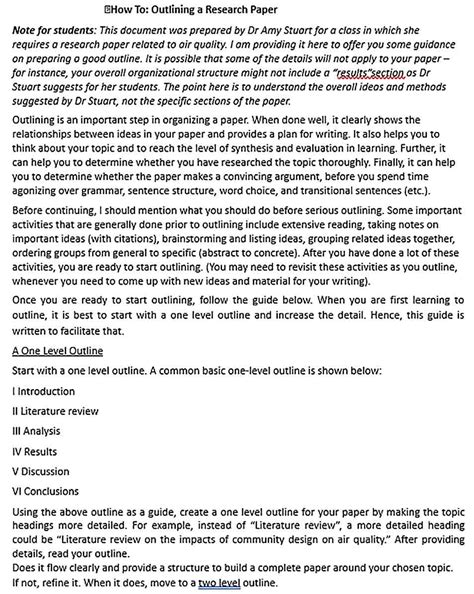 Image result for Research Paper Outline Format