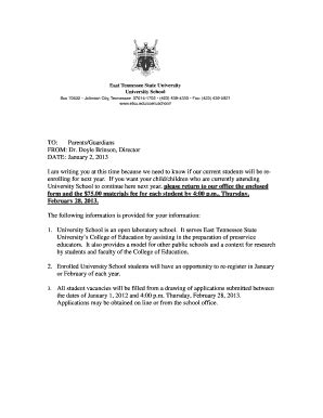 Fillable Online etsu Enrollment form - East Tennessee State University ...