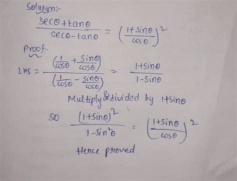 prove that sec theta + tan theta/sec theta - tan theta =(1 +sin theta ...