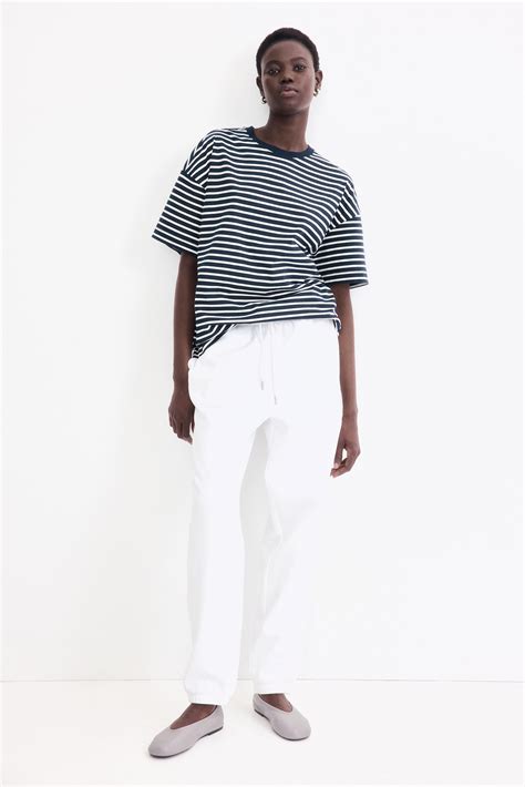 Oversized T-shirt - Navy blue/White striped - Ladies | H&M GB