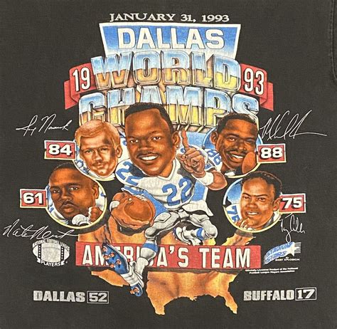Vintage Dallas Cowboys 1993 World Champs Caricature S… - Gem