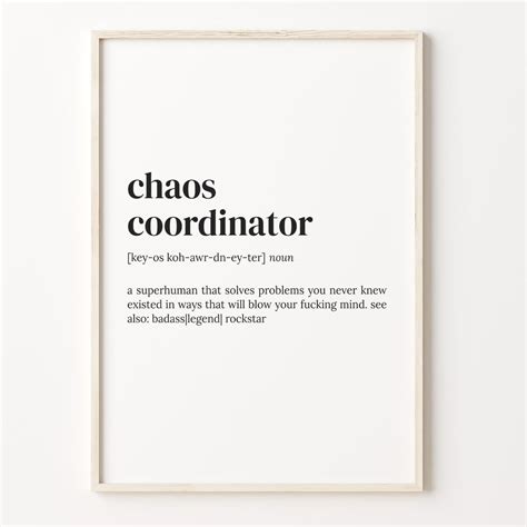 Chaos Coordinator Definition Print: Dictionary Wall Art - Etsy