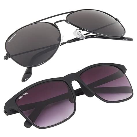 Buy CREATURE Unisex Sunglasses Combo with UV Protection (Lens-Jet-Black ...