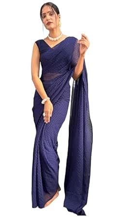 Buy Sidhidata Women's Plain Butty Georgette Ready To Wear One Minute ...