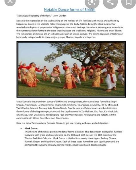 write the famous dance from of sikkim and paste the picture written in ...