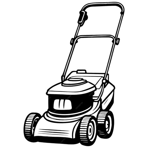 Engrave lawnmower monochrome outline drawing realistic tattoo painting ...