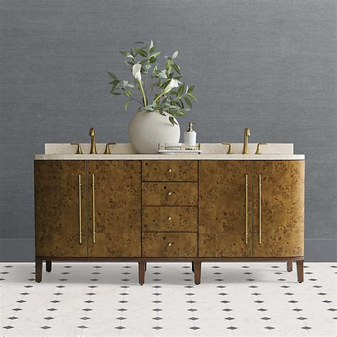 Brando 72" Double Bath Vanity with Crema Marfil Marble & Brass Hardware