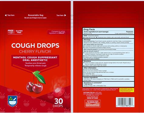 CHERRY FLAVOR COUGH DROP- menthol cough drop lozenge