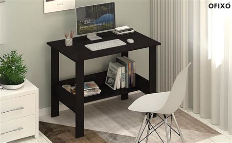 OFIXO Engineered Wood Computer Desk with One Tier Shelves Laptop Study ...