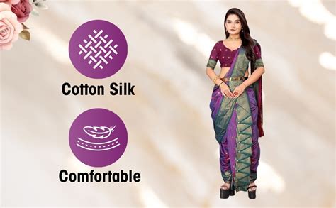 Buy ASHMIKA Paithani Nauvari Cotton Silk Saree | Maharashtrian Marathi ...