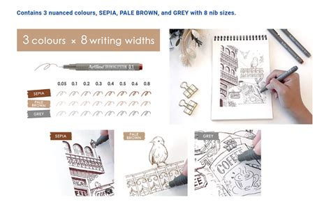 Artline Drawing System Pen Pack of 6 | Black Colour - 0.1mm, 0.2mm, 0 ...