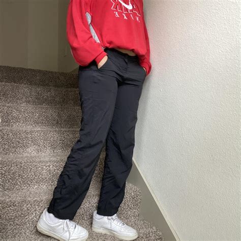 black nylon pants they're golf pants but i'd wear... - Depop