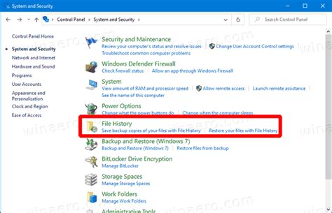 Image result for File History in Control Panel