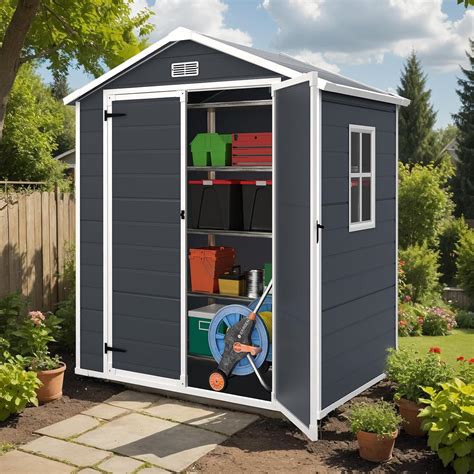 Amazon.com : 6x4.4ft Outdoor Resin Storage Shed with Reinforced Floor ...