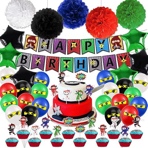 Buy 47Pcs Ninja Birthday Party Supplies Decorations Boys Ninja Warrior ...