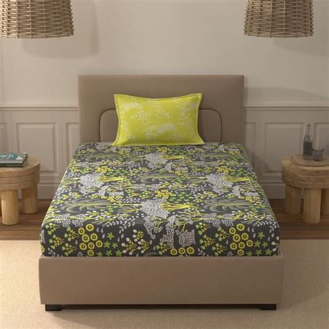 Buy PORTICO Morning Glory Cotton 140TC Printed 2Pcs Single Bedsheet Set ...
