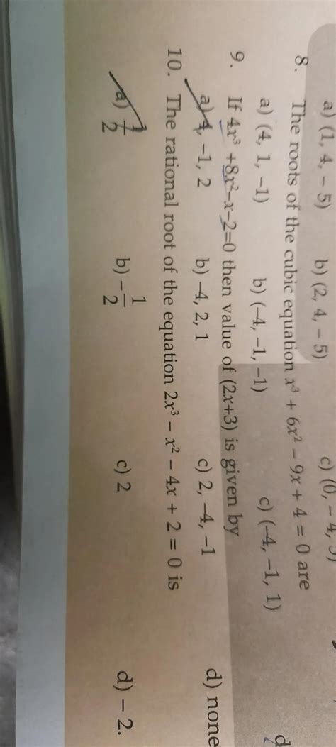 The rational root of the equation 2x3 – x2 – 4x + 2 = 0 is - Brainly.in