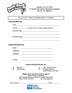 Fillable Online cff Auction procurement form auction procurement form ...
