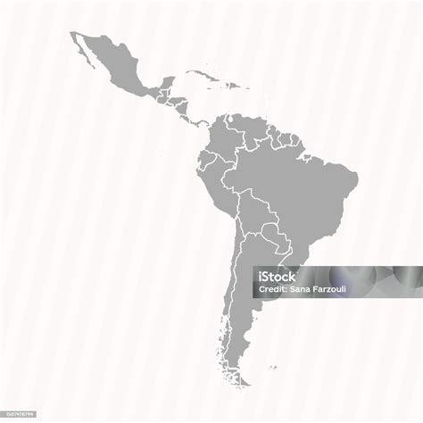 Detailed Map Of Latin America With Countries Stock Illustration ...