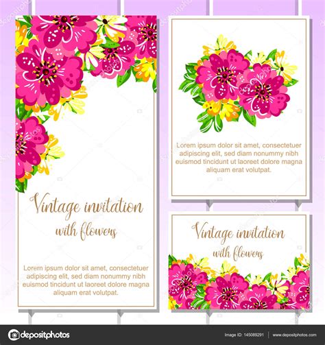 Vintage floral invitation card Stock Vector by ©All-about-Flowers 145089291