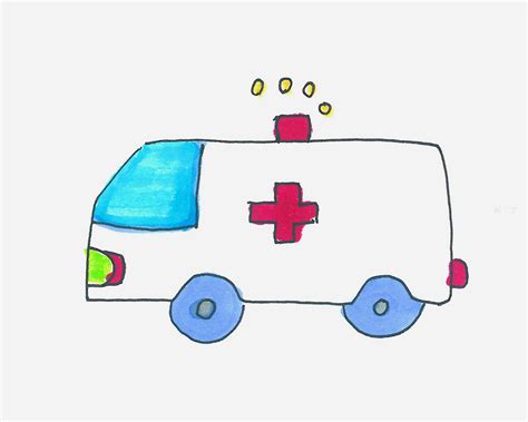 简单救护车简笔画画法图片步骤🎬小小画家