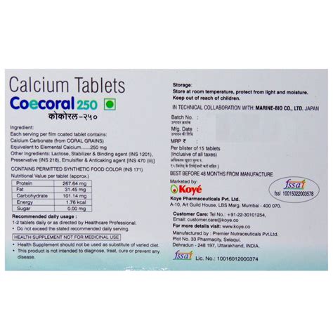 Coecoral 250 Tablet 15's Price, Uses, Side Effects, Composition ...