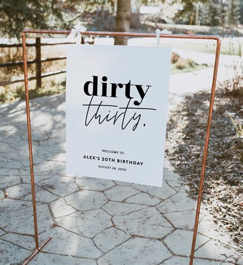 Minimalist DIRTY THIRTY 30th Birthday Party Welcome Sign, Dirty 30 ...