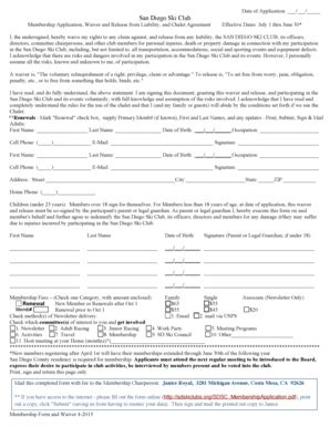 Fillable Online san-diego-ski-club Membership Form and Waiver May 2014 ...