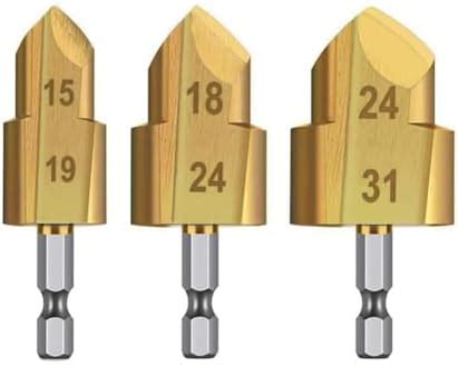 Saipe 3pcs Heavy Duty Pipe Reaming Step Drill Bit Set Titanium Coated ...