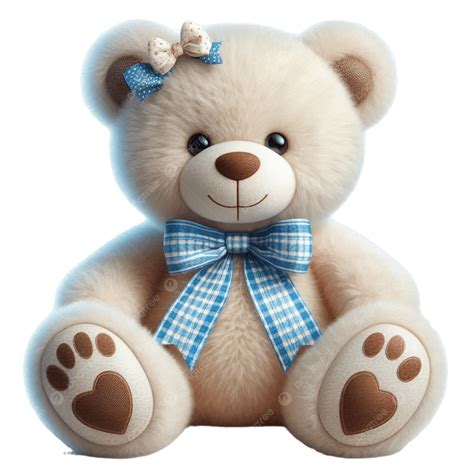 Happy Teddy Bear With Blue Bow On, Happy Teddy Bear With Blue Bow On ...