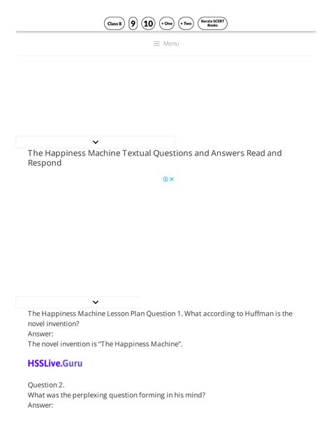 SOLUTION: Kerala syllabus 9th standard english solutions unit 5 chapter 1 the happiness machine ...