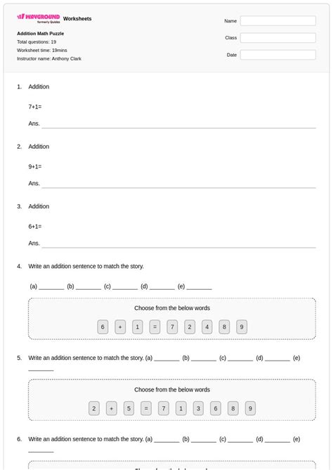 Image result for Math Addition Puzzle Worksheets