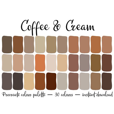 Coffee & Cream Colour Palette - Etsy