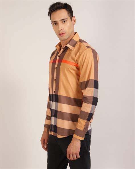 Beige Printed Check Shirt - Perfect for Business Casual | Monsui