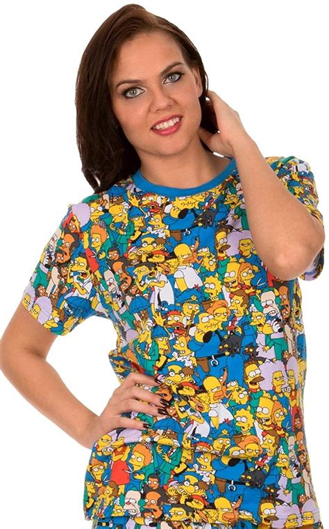 Buy The Simpsons Multi Character Collage Adult Blue T-Shirt Online at ...