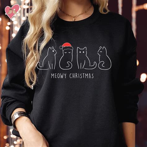 Meowy Christmas Cute Cats Sweater | Adorable Festive Cat Jumper ...